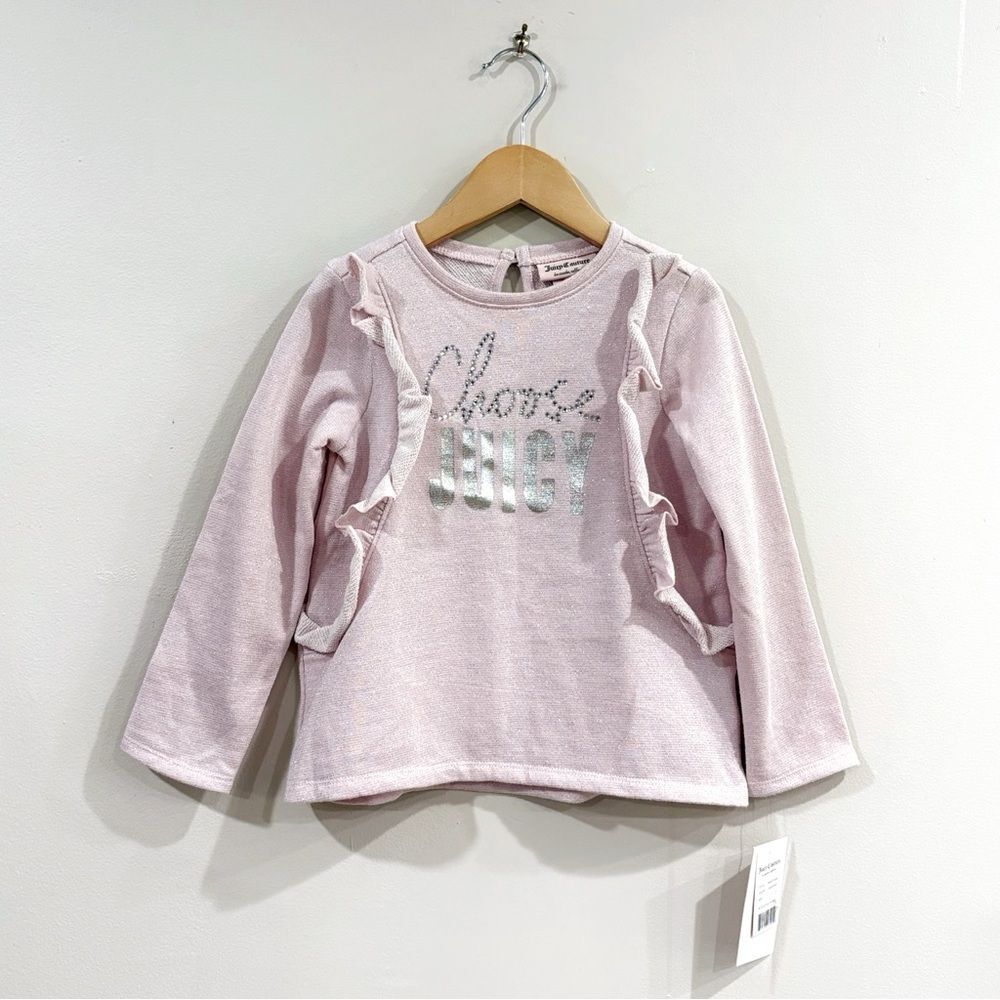NWT Juicy Couture Girls Top 4 Pink Ruffle Glitter Y2K Cute Pastel Kidcore